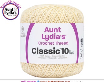 CRÈME - 10 fils à crocheter classiques de tante Lydia. 350 mètres Article #154-0420