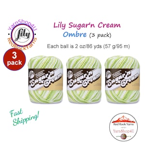 KEY LIME PIE 3 Pack! 2oz | 95yds. Lily Sugar N Cream The Original 100% Cotton Yarn. 2 ounces / 95 yards ea. 3 skeins Bulk Buy!