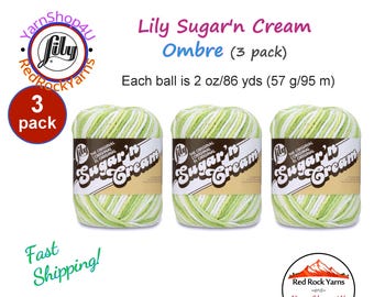 KEY LIME PIE 3 Pack! 2oz | 95yds. Lily Sugar N Cream The Original 100% Cotton Yarn. 2 ounces / 95 yards ea. 3 skeins Bulk Buy!