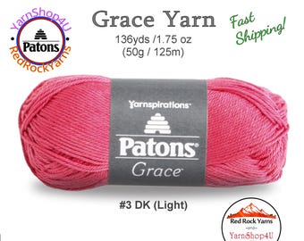 LOTUS Patons Grace yarn Light weight #3. 100% Mercerized Cotton, 1.75 oz | 136 yards (50 g | 125 m) Color #62440