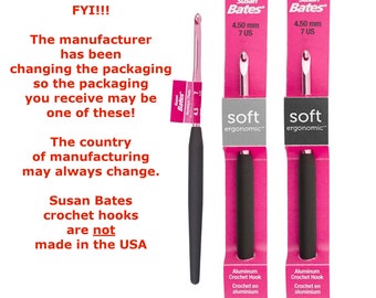 Susan Bates Silvalume Zachte ergonomische haaknaald set-maten G6/4 mm tot K10,5/6,5 mm