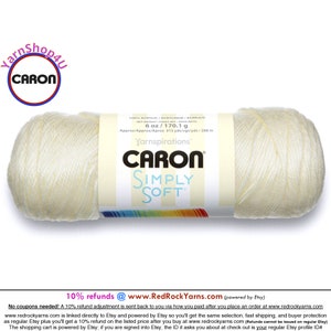 Caron Simply Soft Yarn White 9701 One Skein
