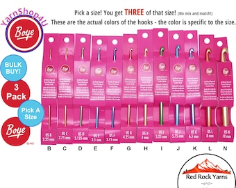 BULK BUY! Boye Crochet Hooks - B, C, D, E, F, G, H, I, J, K, L, N -- Pick your size(s)/sets(s) - You get THREE of each you select!