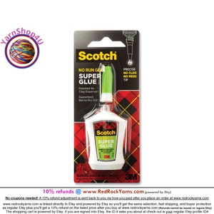Scotch Super Glue Gel with Precision Tip. Won&#39;t run. Won&#39;t clog. Stops flowing when you stop squeezing. Dries clear. This is a .14oz bottle.