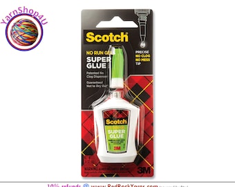 Scotch Super Glue Gel with Precision Tip. Won't run. Won't clog. Stops flowing when you stop squeezing. Dries clear. This is a .14oz bottle.