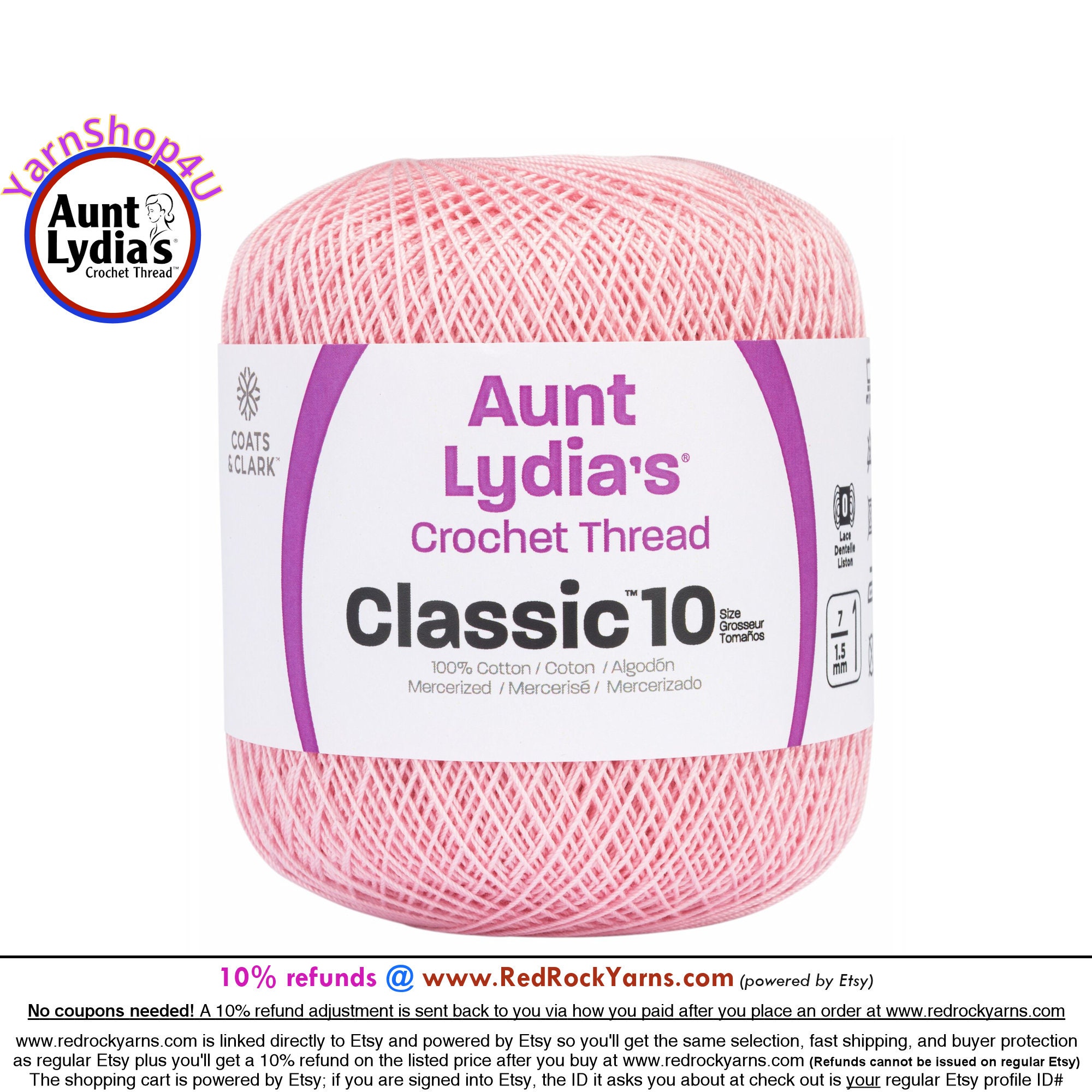 PASTELS VARIEGATED Aunt Lydia's Classic 10 Crochet Thread. 300yds. Item  154-0465 