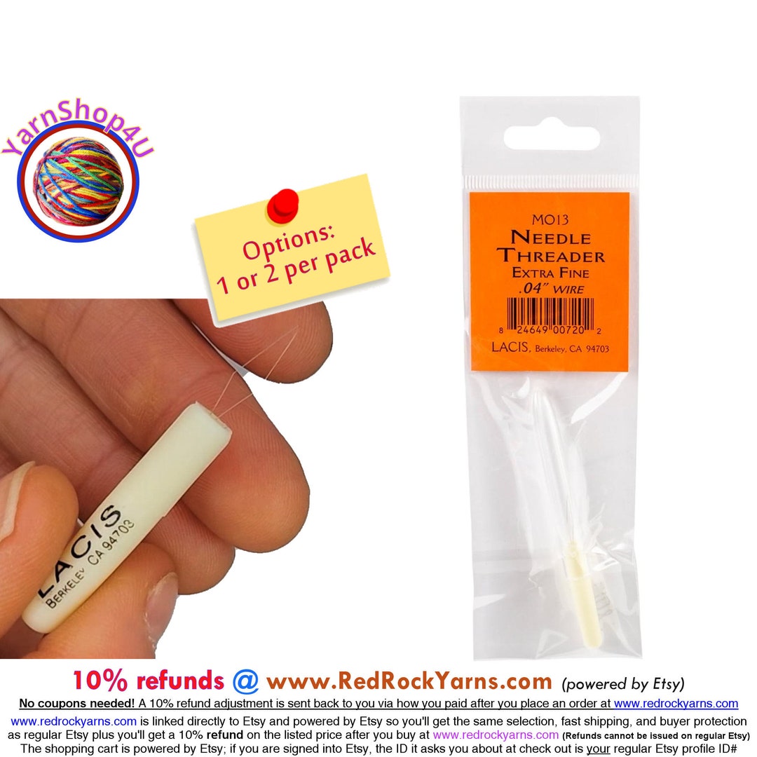 Extra Fine Needle Threader With Cap .04 Wire Lacis MO13 count Option 1