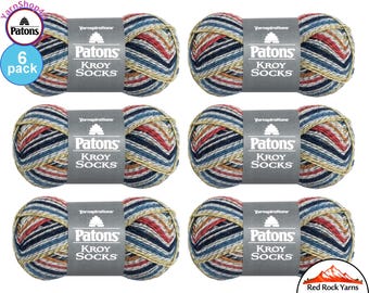 BLUE STRIPED RAGG 6 Pack! Patons Kroy Socks Yarn 1.75oz | 166yds Super Fine Weight (1) Sock Yarn. 75/25% Wool/Nylon (50g | 152m). Bulk Buy!