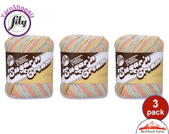 BUTTER CREAM OMBRE 3 Pack 2oz | 95yds each. Lily Sugar N Cream The Original 100% Cotton Yarn. 3 skeins Bulk Buy!