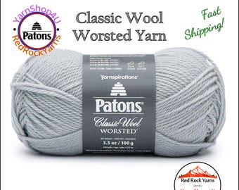 COOL GRAY - Patons Classic Wool Worsted Yarn Medium Weight (4). 100% wool yarn. 3.5oz | 194 yards (100g | 177m)