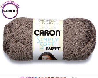 CHOCOLATE SPARKLE - Caron Simply Soft Party! 3 oz / 164 yds (85 g / 150 m) 99% Acrylic, (3 ounce / 164 yd) Color 0017 [Discontinued Color]