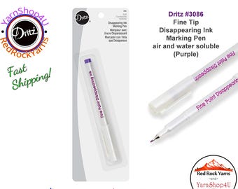 Dritz Quilting Fine Point Disappearing Marking Pen. Purple Fine Point for detailed fabric marking. Air & Water Soluble Ink. Dritz #3086