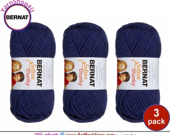 FADED DENIM 3 pack! Bernat Softee Chunky Yarn Super Bulky Yarn. 3.5oz | 108yds | 100% Acrylic Yarn. 3 skeins per pack = Bulk Buy!