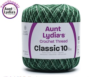 SPRING GREENS - Aunt Lydia's Classic 10 Crochet Thread. 300yds. Item #154-0885