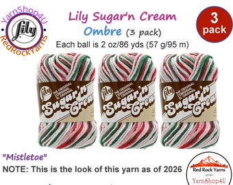 MISTLETOE 3 Pack! 2oz | 95yds. Lily Sugar N Cream The Original 100% Cotton Yarn. 2 ounces / 95 yards ea. 3 skeins Bulk Buy!