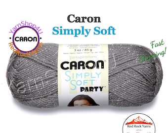 PLATINUM SPARKLE - Caron Simply Soft Party! 3 oz / 164 yds (85 g / 150 m) 99% Acrylic, 1 percent Metallic (3 ounce / 164 yards) Color #0019