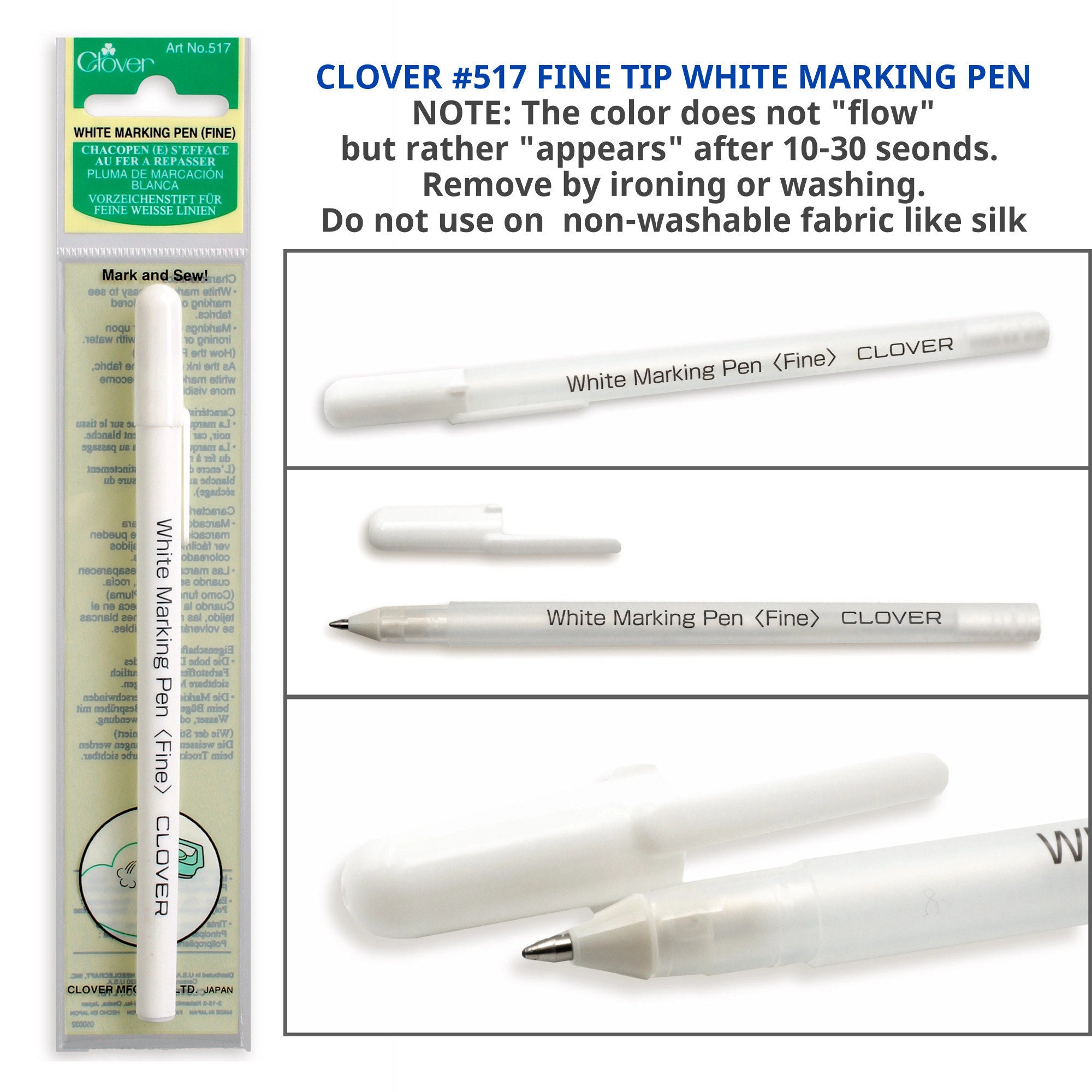 Clover Water-Soluble Fabric Marker (Fine) CL515 in 2023