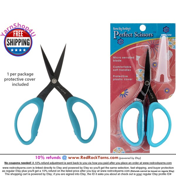 Perfect Scissors 6" Karen Kay Buckley Medium Blue. Package includes 1 pair of scissors and protective cover