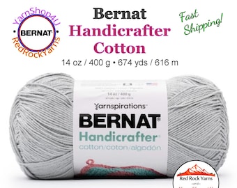 SOFT GRAY - 14oz | 674yds Bernat Handicrafter Cotton yarn. 100% cotton Yarn. Great for dish cloths. Big Ball! Item 16202828019
