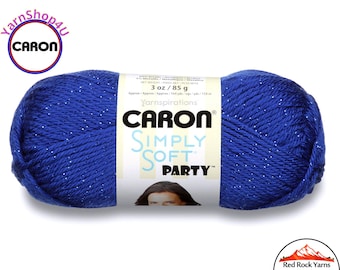 ROYAL SPARKLE - Caron Simply Soft Party! 3 oz / 164 yds (85 g / 150 m) 99% Acrylic, 1 percent Metallic (3 ounce / 164 yards) Color #0005