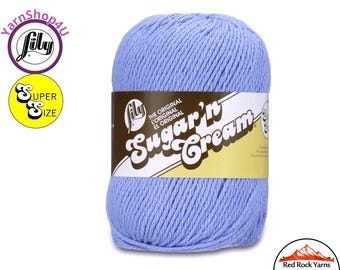 CORNFLOWER - Super Size 4oz | 190yds. 100% Cotton yarn. Original Lily Sugar N Cream. Solid Cotton Yarn (4 ounces | 190 yards)