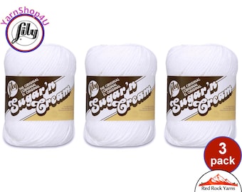 WHITE 3 Pack! 2.5oz | 120yd The Original Lily Sugar N Cream 100% Cotton Yarn. 3 Skeins Bulk Buy!