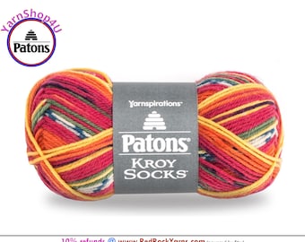 MEXICALA STRIPES - Patons Kroy Socks Yarn is 1.75oz | 166yds Super Fine Weight (1) Sock Yarn. A Blend of 75/25% Wool/Nylon (50g | 152m)