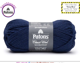 NAVY BLUE Worsted Weight - Patons Classic Worsted Wool. 100% wool yarn. 3.5oz | 194 yards (100g | 177m) This is color #77773