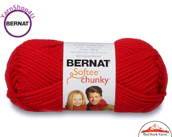 BERRY RED Bernat Softee Chunky Yarn Super Bulky Yarn. 3.5oz | 108yds | 100% Acrylic Yarn. Item 16112828705