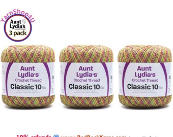 SHERBERT 3 pack! Aunt Lydia's Classic 10 Crochet Thread. 300yds. Item #154-0882