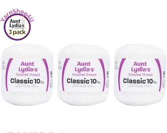 WHITE 3 Pack! Aunt Lydia's Classic 10 Crochet Thread. 400yds. Item #154-0001