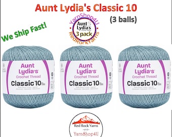 DELFT 3 pack! Aunt Lydia's Classic 10 Crochet Thread. 350yds. Item #154-0480