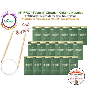 Clover PRO 16 inch Bamboo Circular Knitting Needles. [16" (40cm)] Bamboo Knitting Needles. (Also sold in 24" and 32" lengths)