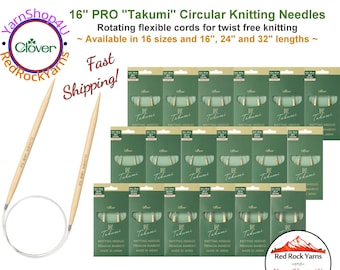 Clover PRO 16 inch Bamboo Circular Knitting Needles. [16" (40cm)] Bamboo Knitting Needles. (Also sold in 24" and 32" lengths)