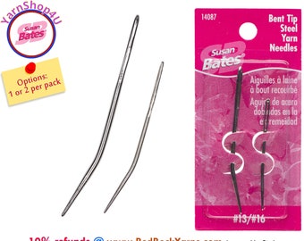 Susan Bates Steel Yarn Needles Sizes 13 and 16. (2 Pack) Metal Tapestry Needles. Weaving Needles. Large Eye Blunt Needles.  #14087