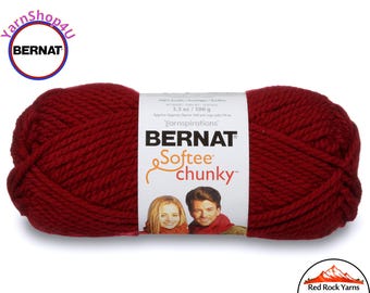 WINE Bernat Softee Chunky Yarn Super Bulky Yarn. 3.5oz | 108yds | 100% Acrylic Yarn. Item 16112828532