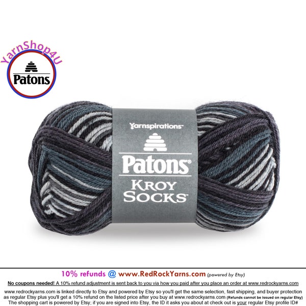 TOURMALINE STRIPES - Patons Kroy Socks Yarn is 1.75oz | 166yds Super Fine Weight (1) Sock Yarn. A Blend of 75/25% Wool/Nylon (50g | 152m)