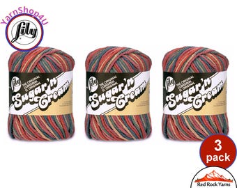 PAINTED DESERT 3 Pack 2oz | 95yds each. Lily Sugar N Cream The Original 100% Cotton Yarn. 3 skeins Bulk Buy!