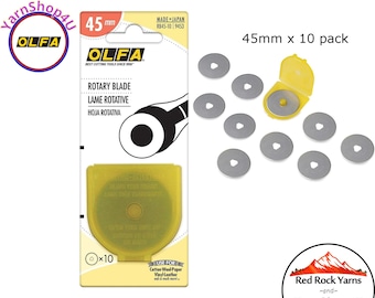 10 pack! 45mm OLFA® Rotary Blades. 10 Blades. Olfa® Brand Rotary Cutting Blade. Tungsten Steel. Premium Quality, and Sharp Edge. #RB45-10