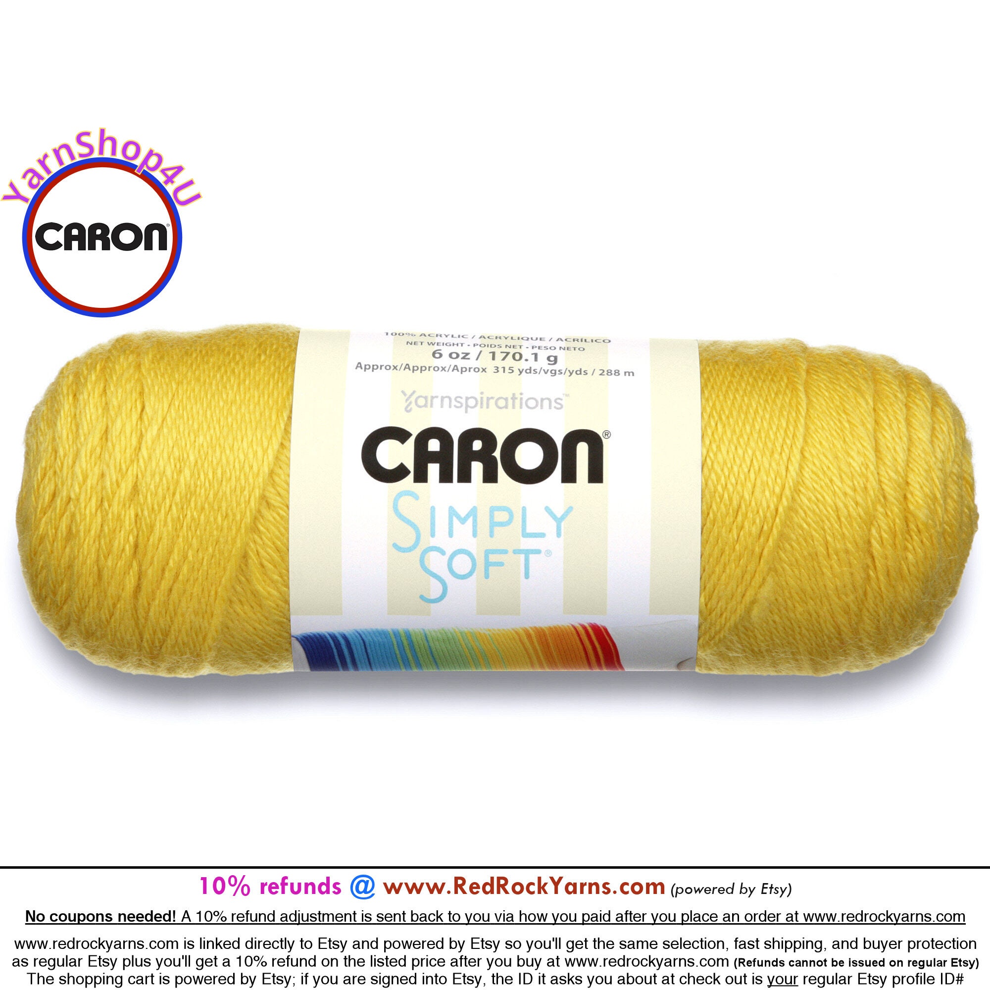 Caron Simply Soft Yarn White 4 Medium Gauge Acrylic 6 Oz USA AT691 