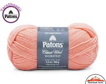 PEACH BLUSH - Patons Classic Wool Worsted Yarn Medium Weight (4). 100% wool yarn. 3.5oz | 194 yards (100g | 177m)