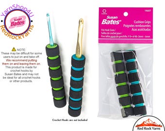Cushion Grips for your Crochet Hook. 2/pack Susan Bates soft crochet hook covers. (Get 1 pack or a 3 pack/Box) #14607