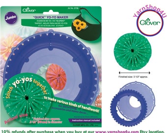 YO-YO Maker. JUMBO Clover Quick YoYo Maker. Finished size is about 3.5". Make Corsages, hair ornaments, decorations! Clover #8708