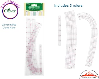 Curve Ruler with Mini Ruler. This 3 piece curve ruler set includes a French Curve, Hip Curve, and Mini Ruler. Clover #7006