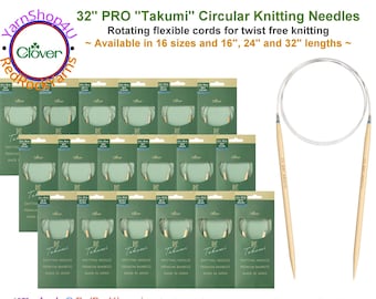 Clover PRO 32 inch Takumi Bamboo Circular Knitting Needles. [32" (80cm)] Bamboo Knitting Needles. (Also sold in 16" and 24" lengths)