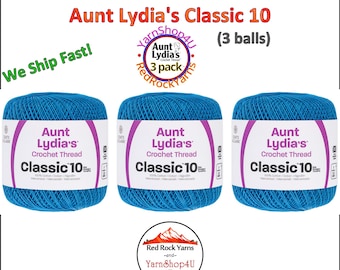BLUE HAWAII 3 pack! Aunt Lydia's Classic 10 Crochet Thread. 350yds. Item #154-0805