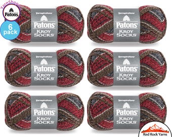 GRAY BROWN MARL 6 Pack! Patons Kroy Socks Yarn is 1.75oz | 166yds Super Fine Weight (1) Sock Yarn. A Blend of 75/25% Wool/Nylon (50g | 152m)