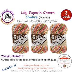 MANGO MADNESS 3 Pack! 2oz | 95yds. Lily Sugar N Cream The Original 100% Cotton Yarn. 2 ounces / 95 yards ea. 3 skeins Bulk Buy!