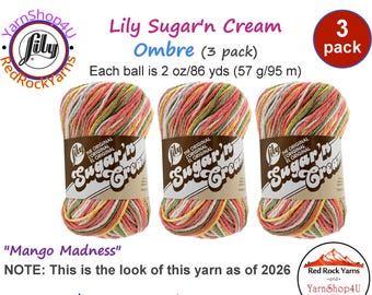 MANGO MADNESS 3 Pack! 2oz | 95yds. Lily Sugar N Cream The Original 100% Cotton Yarn. 2 ounces / 95 yards ea. 3 skeins Bulk Buy!