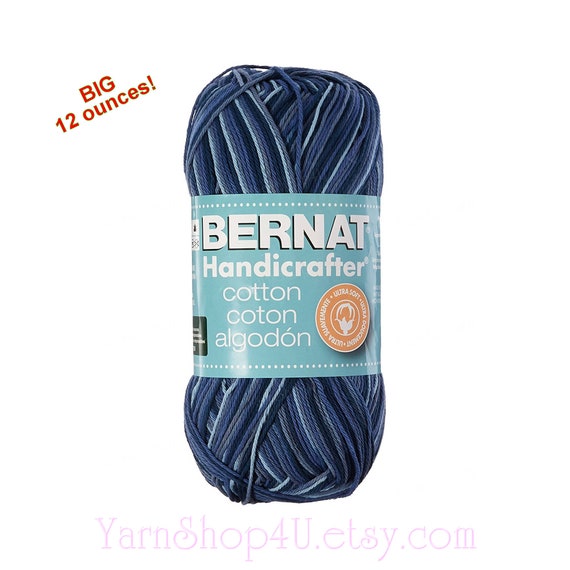 Blue Camo 12oz Bernat Handicrafter Cotton Yarn Big Ball Blue Ombre Shades Of Blue Blue Variegated Blue Cotton Dishcloth Yarn 573yds